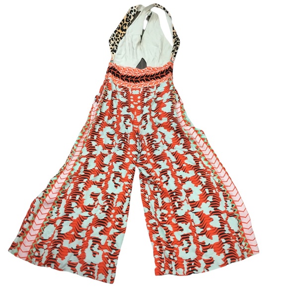 Temperley London Orange Multicolor Abstract Cutout Odyssey Wide Leg Jumpsuit 8 - Picture 4 of 12